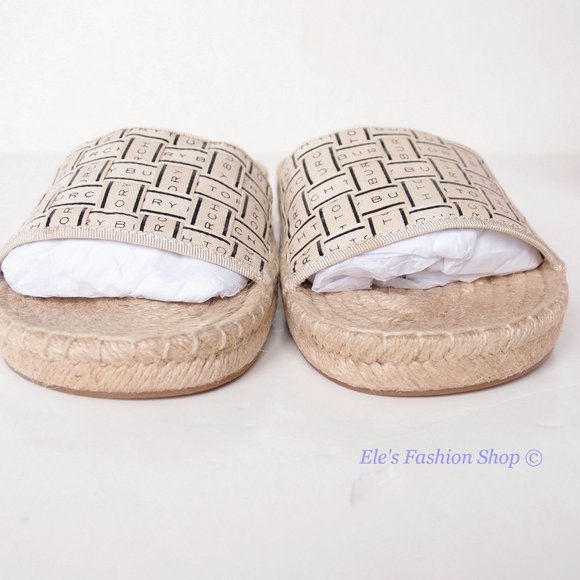 ** SOLD!!** NIB Tory Burch Logo Grosgrain Ribbon Woven Slide Cream US 8 - Picture 8 of 16